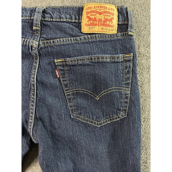 Levis 527 Jeans Men 32x32 Blue Denim Slim Bootcut Western Stretch Flex Dark Wash - Picture 8 of 16